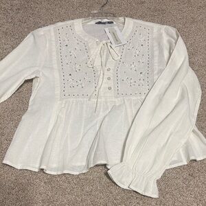 White Embroidered Women's Top